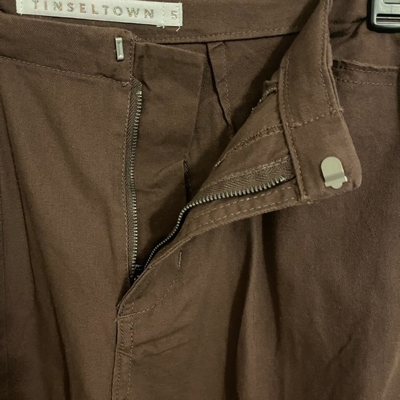 CARGO PANT Tinseltown hi-rise‎ junior 5/27 BROWN LOTS OF POCKETS SUPER WIDE LEG - Picture 8 of 16